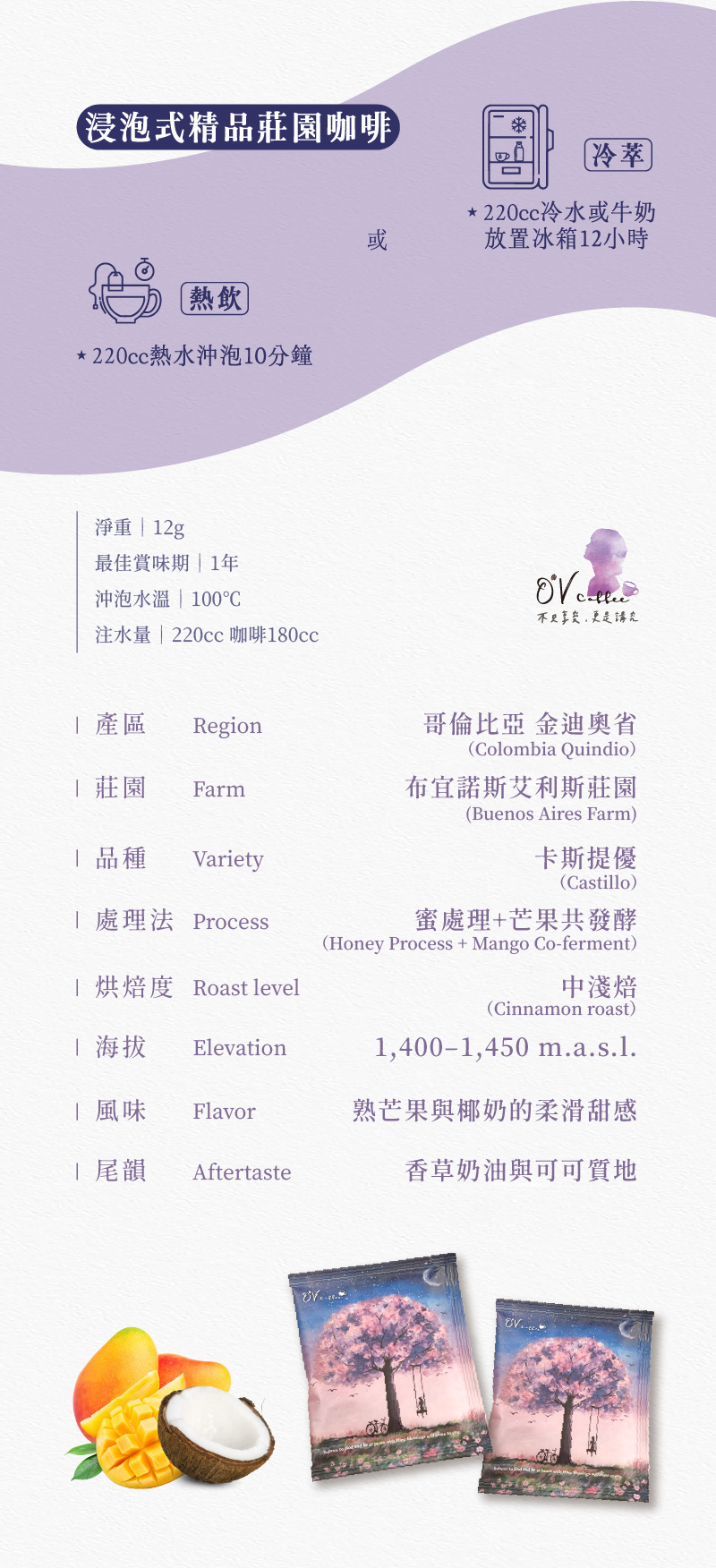 哥倫比亞 布宜諾斯艾利斯莊園 咖啡濾掛產品說明